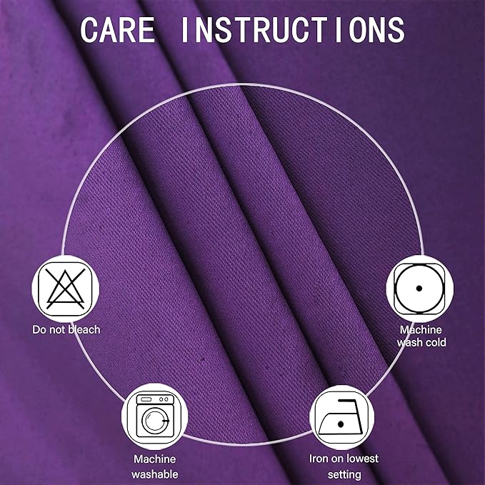 LEMOMO Purple Blackout Curtains/52 x 45 Inch Length Kids Curtains/Set of 2 - Image 3