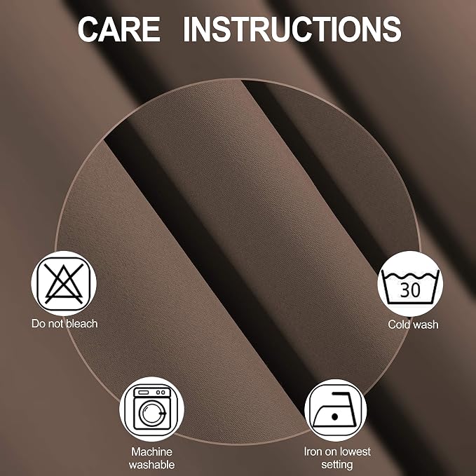 LEMOMO Chocolate Brown Thermal Blackout Curtains/52 x 84 Inch/Set of 2 Panels - Image 4