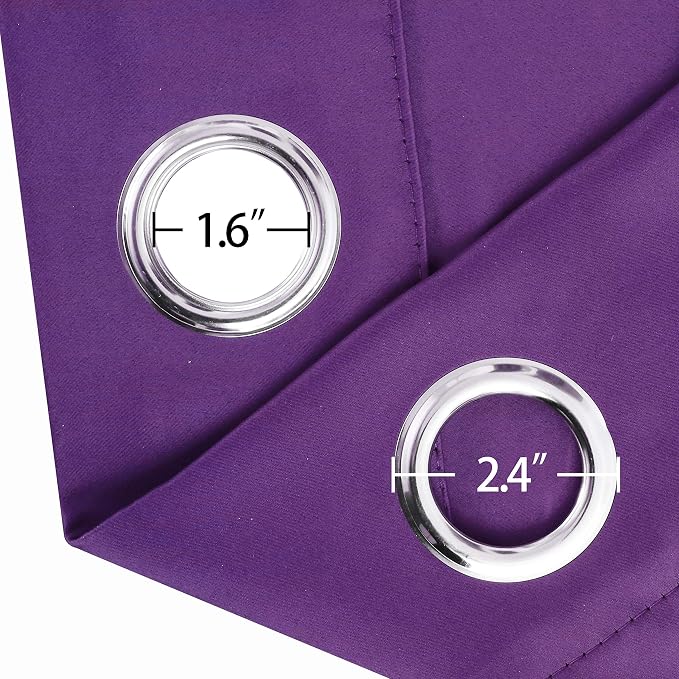 LEMOMO Purple Blackout Curtains 34 x 84 Inch Length/Set of 2 Curtain - Image 6