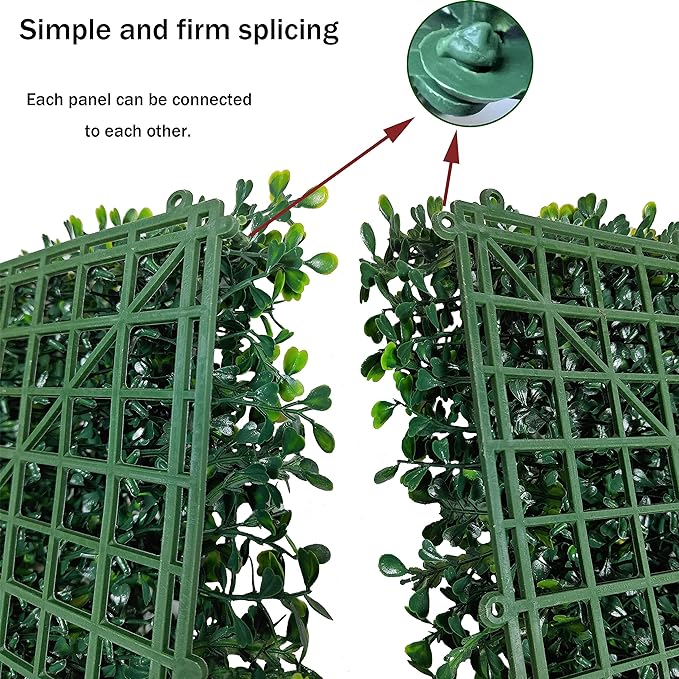 ODTORY Artificial Boxwood Roll, 48x120 in UV-Anti Faux Ivy Boxwood Hedge Leaf - Image 4