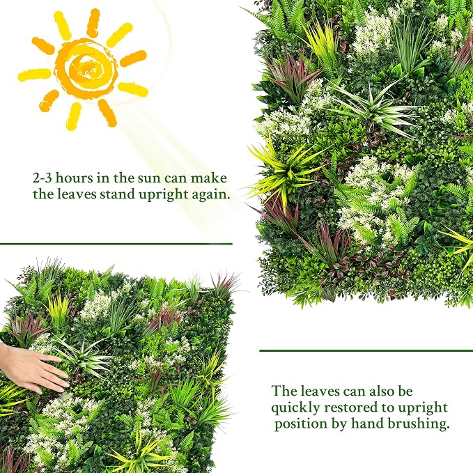 ODTORY Artificial Plant Wall Panels: 40"×120" UV-Anti Faux Grass Wall Backdrop - Image 7